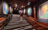 Hallway lined with Vincent Van Gogh's self-portraits.