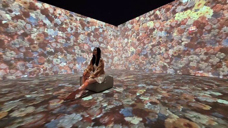 Japonism room featuring Vincent Van Gogh's interactive artwork inspired by Japanese prints.