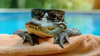 Crocodile appears in local swimming pool - and no one knows how it got there.