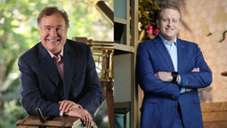 Richard Fain, left, Royal Caribbean Group's long-time CEO. He will step down in January and be succeeded by CFO Jason Liberty.