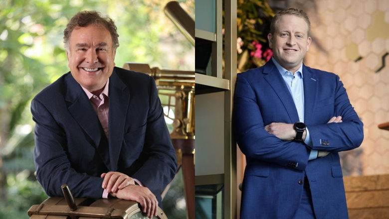 Richard Fain, left, Royal Caribbean Group's long-time CEO. He will step down in January and be succeeded by CFO Jason Liberty.