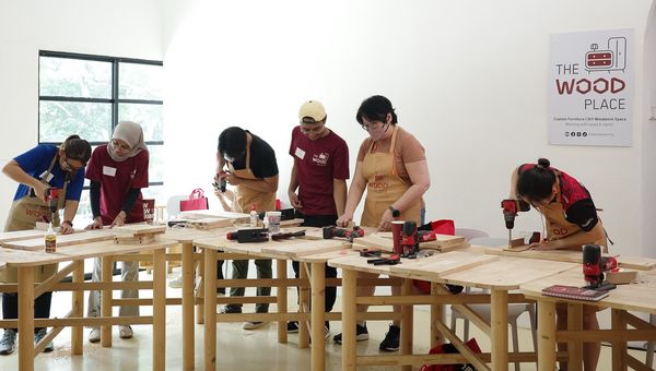 Sand, carve, and finish woodworking projects like foldable tables or shoe racks at The Wood Place. Sand, carve, and finish woodworking projects like foldable tables or shoe racks at The Wood Place.