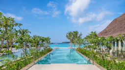 The JW Marriott Kaafu Atoll Island Resort features a main infinity pool with ocean views, as well as private pools in all 80 villas.