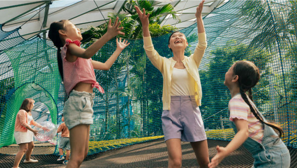 The Bouncing Net at Jewel’s Canopy Park lets visitors leap across a giant net suspended 8 metres high, offering fun, views, and a weightless thrill. The Bouncing Net at Jewel’s Canopy Park lets visitors leap across a giant net suspended 8 metres high, offering fun, views, and a weightless thrill.