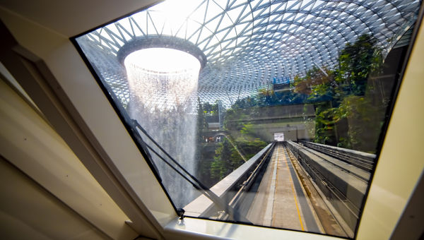 The Changi Airport Skytrain is a free, automated shuttle connecting terminals. The Changi Airport Skytrain is a free, automated shuttle connecting terminals.